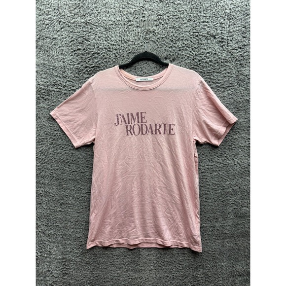 Rodarte Tops - Rodarte J'aime Rodarte Logo Rhinestone Short Sleeve T-Shirt Pink Womens Size XL